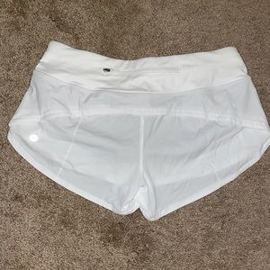 White Lululemon Speed Up Shorts